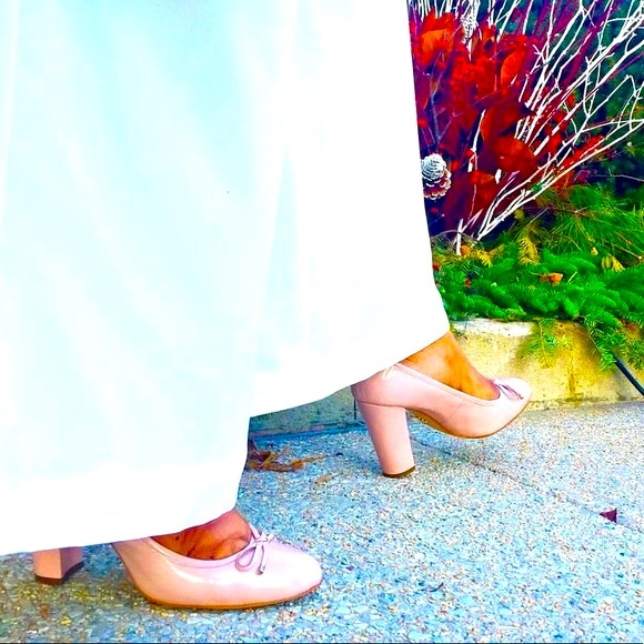 ✨Nina✨ Blush Dynasty Round Toe Chunky Heels W/Bow - Picture 9 of 9